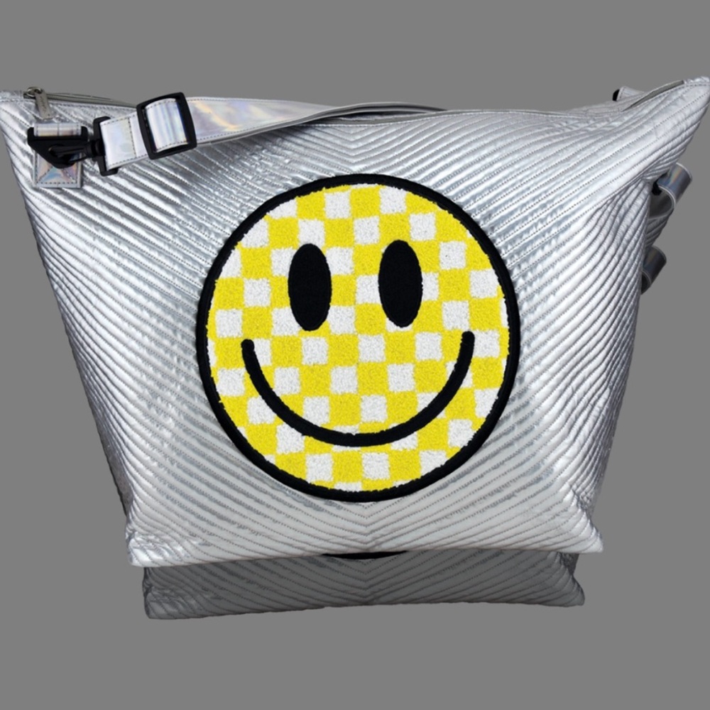 Checkered Smiley Face Chevron Weekender Bag